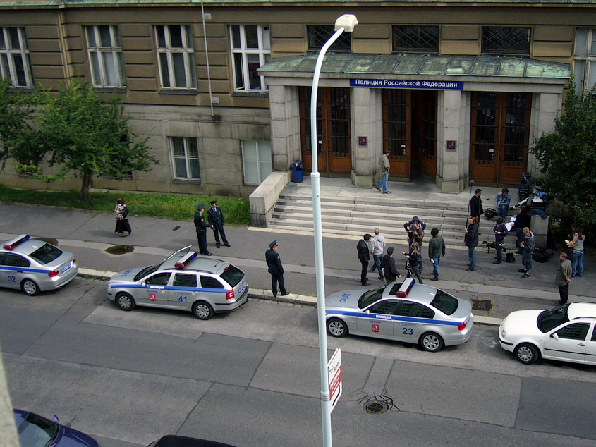 Съемки фильма про российских полицейских в Праге, у ВШХТ